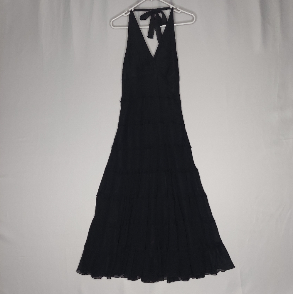 Jones Wear Vtg Empire Halter Maxi Ruffle Tier Dress 6 Fairy Witchy 90s Prom